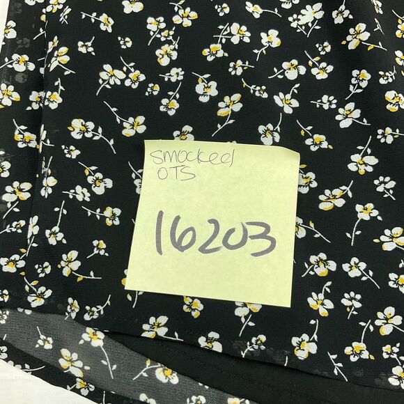 Pleione Blouse Floral Print Off The Shoulder Smocked Short Sleeve Shirt LARGE - Picture 11 of 11